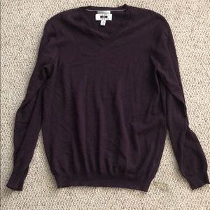 Joseph Abboud Maroon V-Neck Merino Wool Sweater